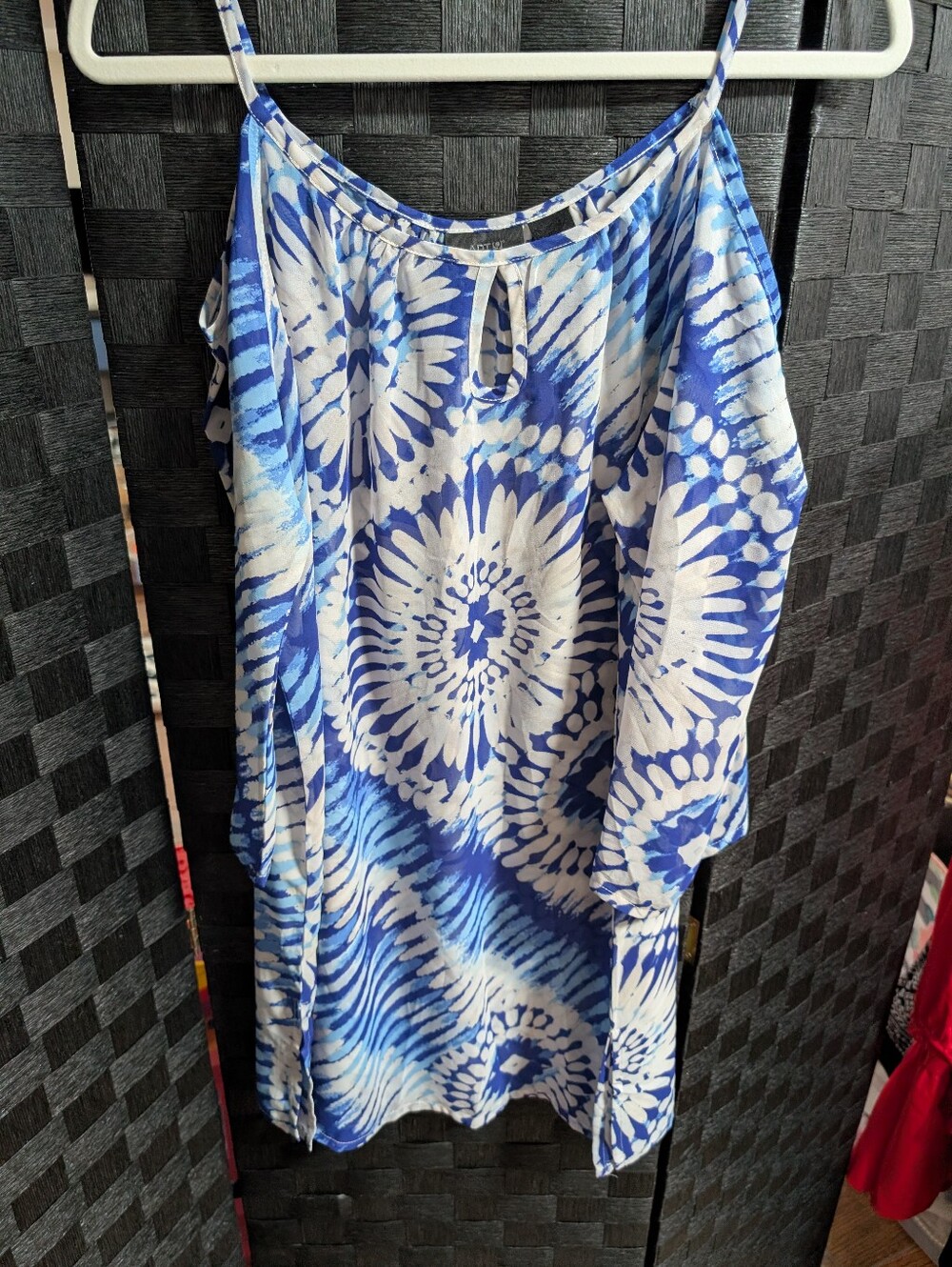 🦩Apt. 9 Cold Shoulder Swimsuit Cover Up Size XL Blue And White